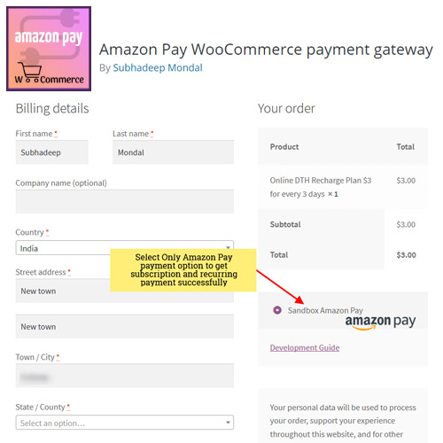 Amazon Pay WooCommerce payment gateway