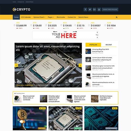 MyThemeShop Crypto Bitcoin & Cryptocurrency WordPress Theme